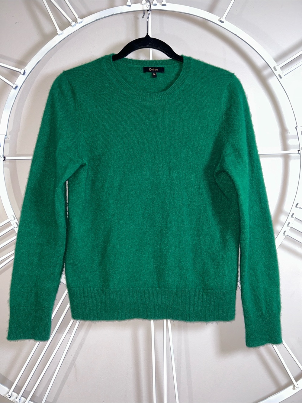 Quince 100% Mongolian Cashmere Emerald Green Crewneck Sweater